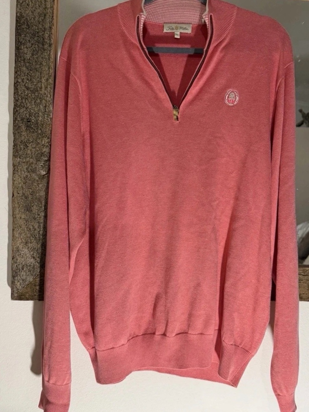 Peter Millar Men’s Coral Pink Quarter-Zip Sweater